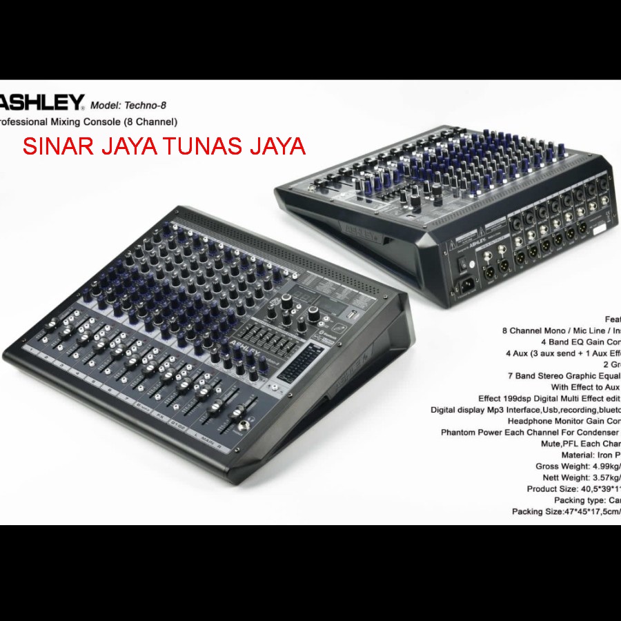 MIXER AUDIO ASHLEY TECHNO8/TECHNO 8 8CHANNEL ( USB-ORIGINAL