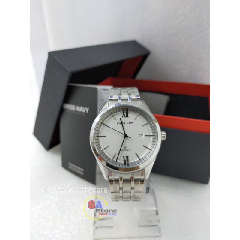 ( ORIGINAL ) Swiss Navy SN-6813 Jam tangan Stainless Steels Pria / Swiss / SN 6813