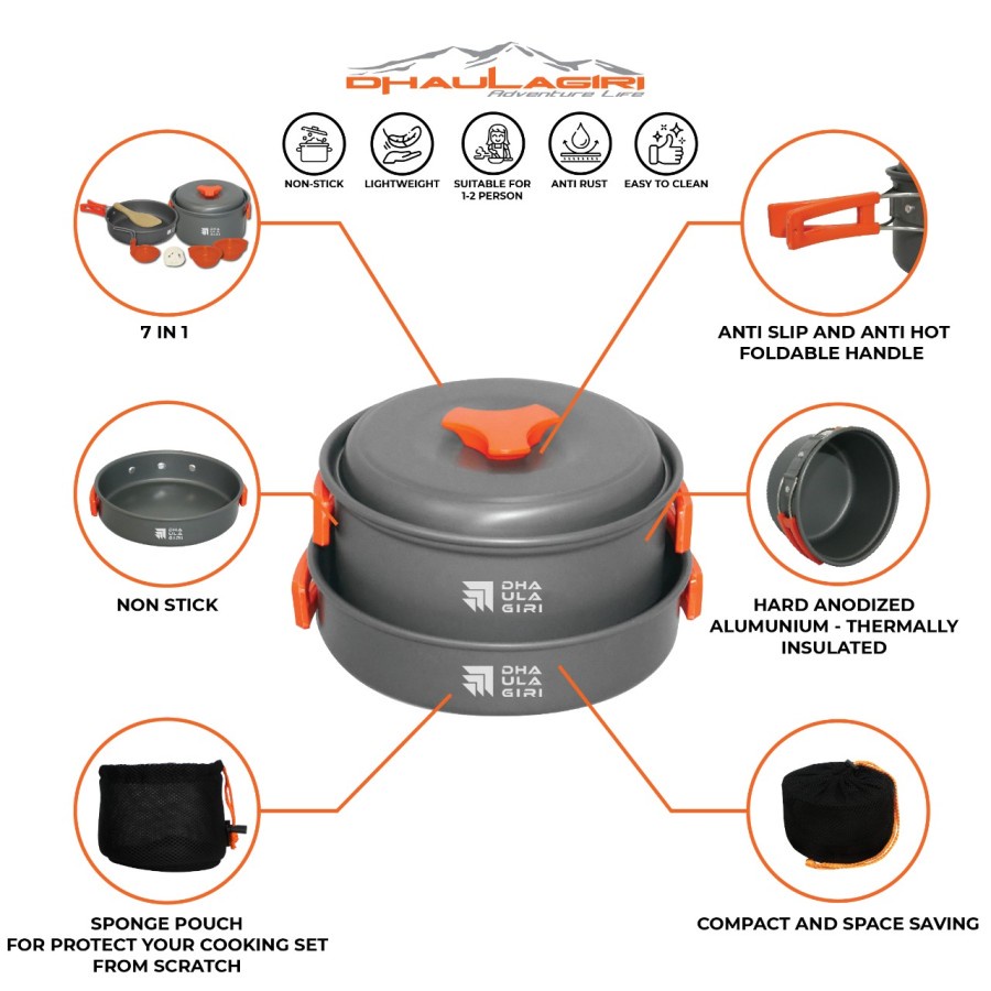 Cooking Set DH200 Dhaulagiri Alat Masak Camping Outdoor Portable Nesting