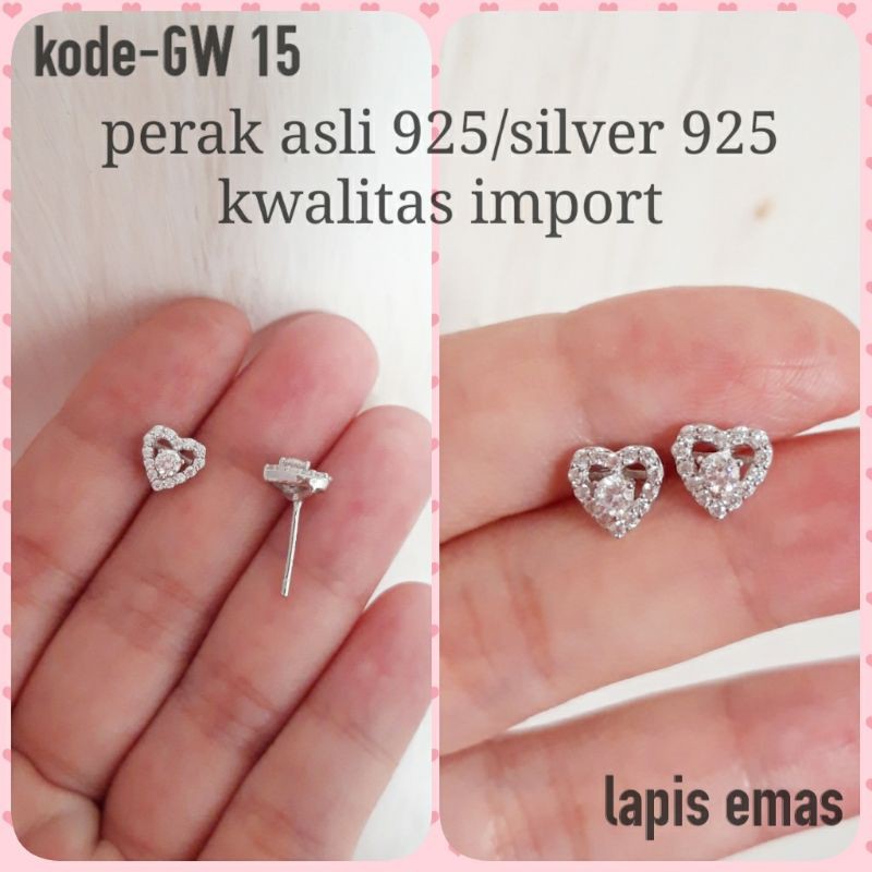 Giwang love mata full perak asli 925/anting tusuk/anting wanita/giwang wanita/anting love/perak asli