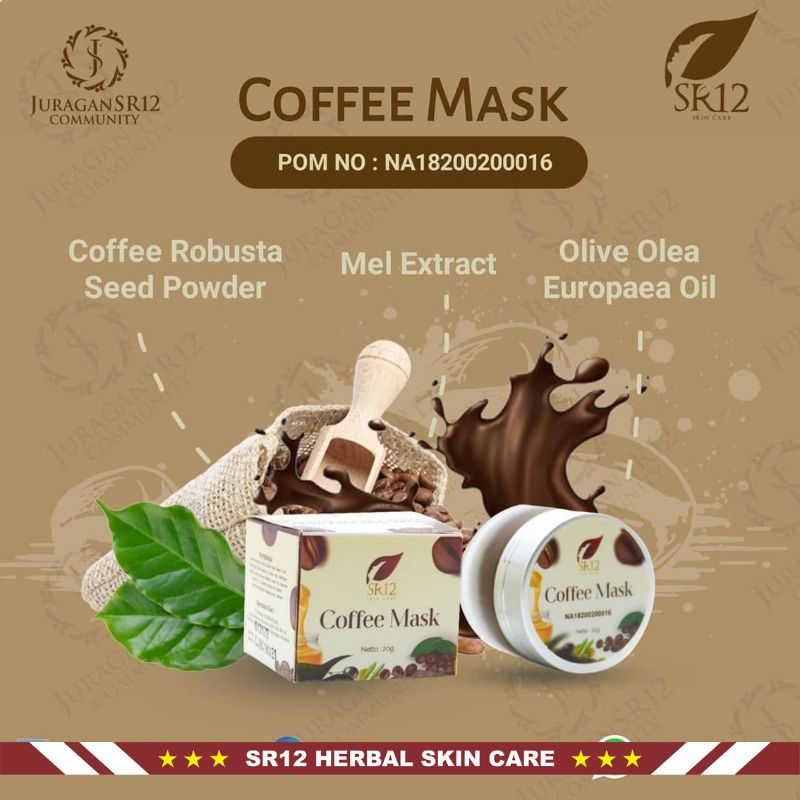 Coffee Mask SR12 | Masker Wajah SR12 Skincare | Masker Kopi | Perawatan Wajah | Pembersih Wajah SR12