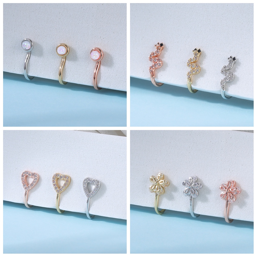 1pc Anting Klip On Hidung / Telinga Bentuk Hati / Bintang / Butterfly Bahan Tembaga Untuk Wanita