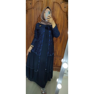 Gamis ori by ALUNA Payet kombinasi Brokat LD 110 PB 135