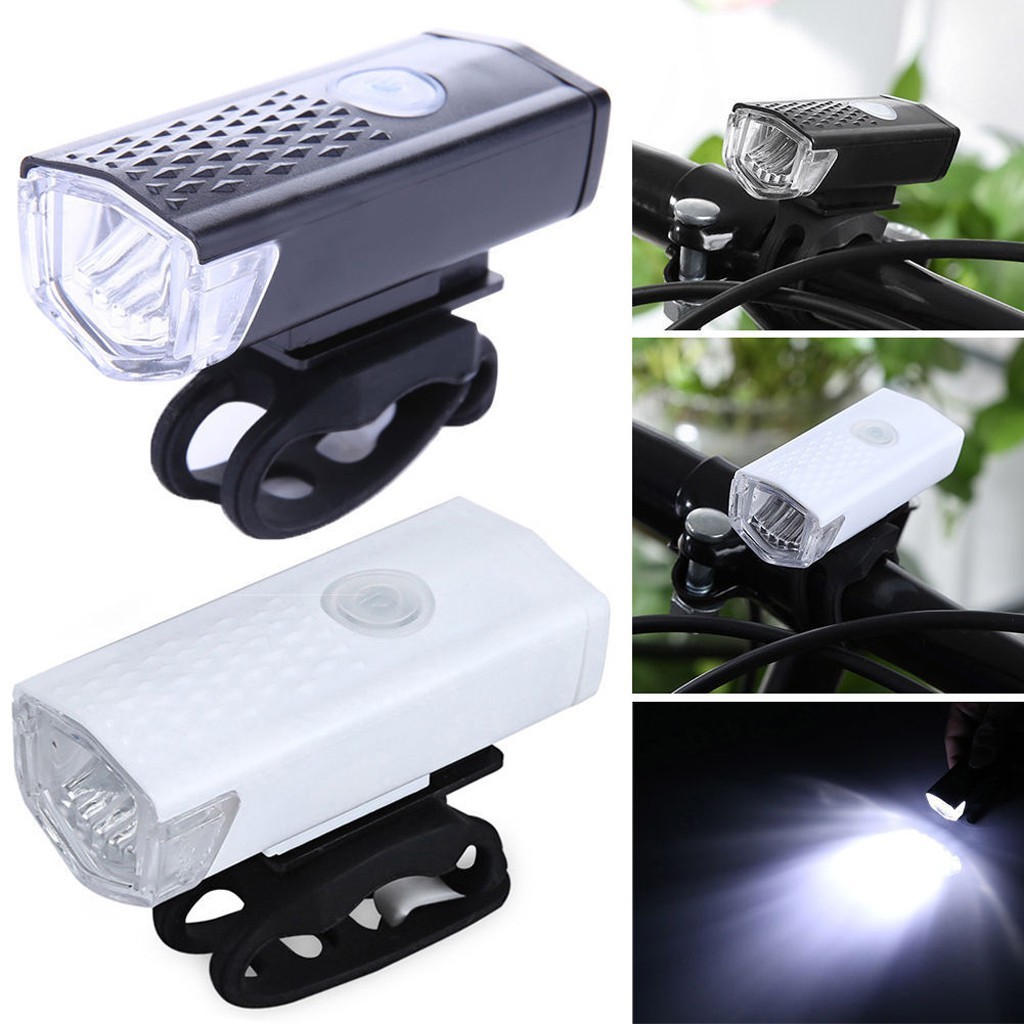 Lampu Depan Belakang Sepeda LED - USB Bike Light Rechargeable + Lampu Belakang Laser Baterai AAA