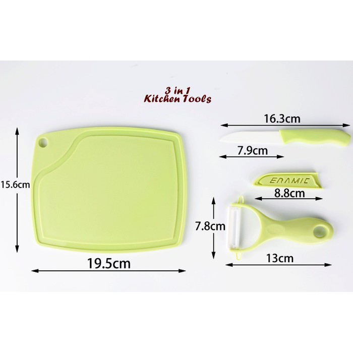 Talenan Multifungsi T3in1 Talenan Set 3 in 1 Anti Bakteri Steril Pisau Keramic Chop board 3 in 1 kitchen tools