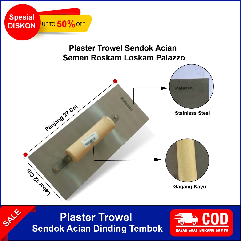 Roskam Raskam Acian Alat Plaster Tembok Dinding Plat Baja Asli Stainless Plester bangunan Palazzo Mu