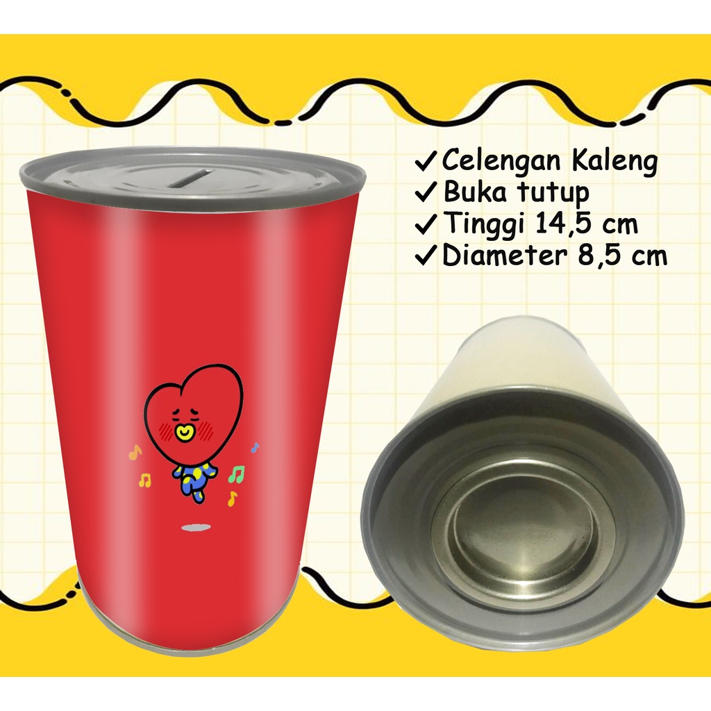Celengan Kaleng Karakter BT21 Icon BTS Korea KPOP Celengan Kaleng Custom Keren BT21 BTS