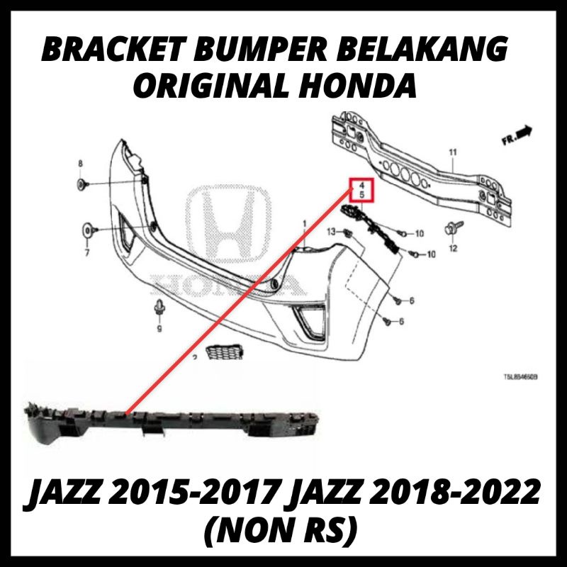 Bracket Braket Bumper Bemper Belakang Jazz 2015-2017, Jazz 2018-2022 NON RS