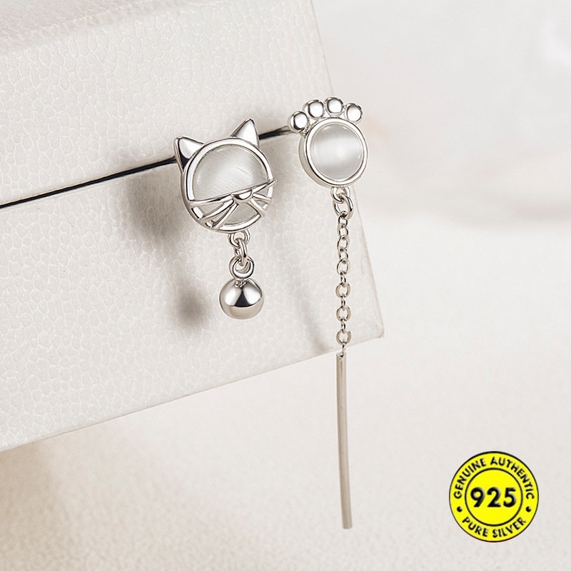 Anting Tusuk Asimetris Model Cakar Kucing Dengan Opal Untuk Wanita U1031