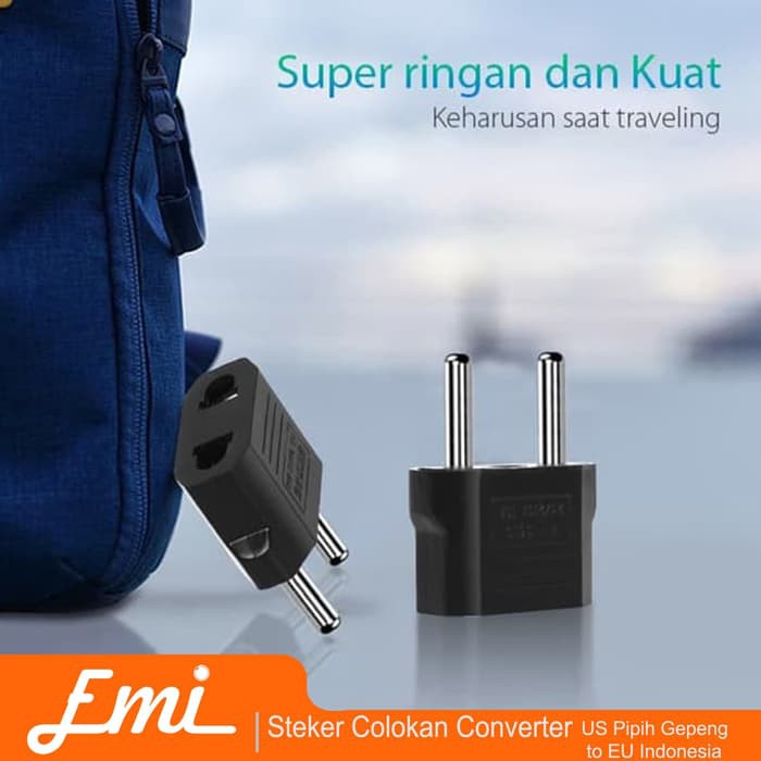 Over Steker Colokan Gepeng/Pipih ke Bulat (Colokan Standard Indonesia) By EMI