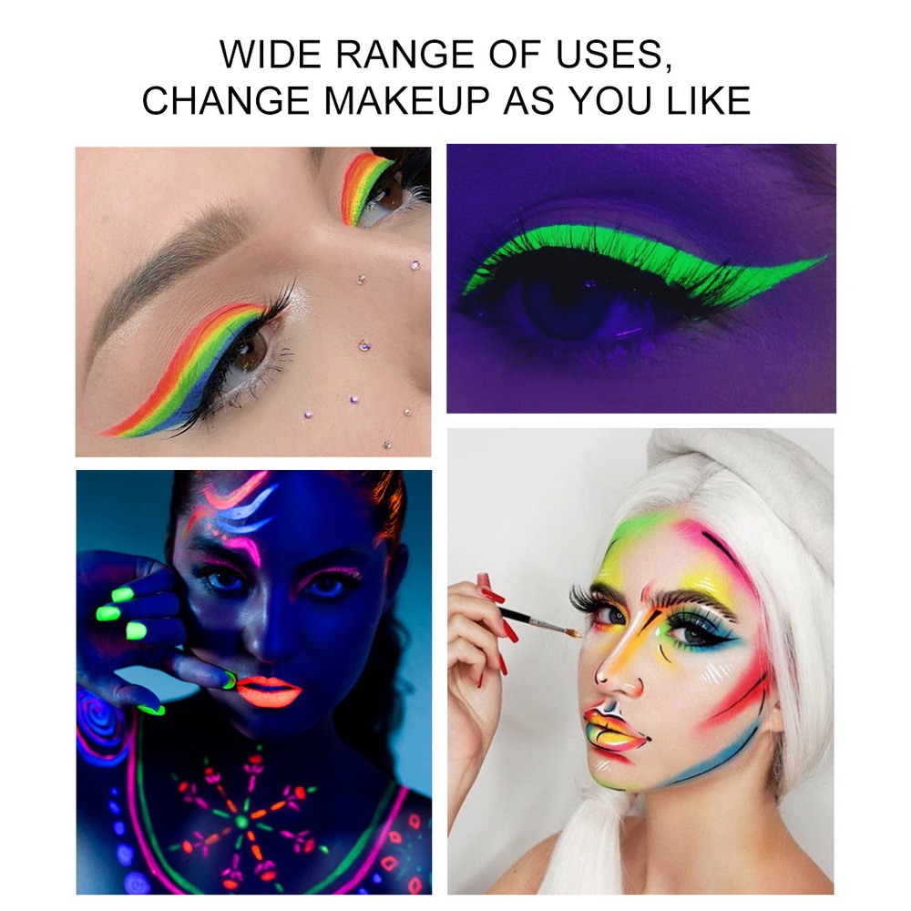 HANDAIYAN Face Body Art Paint Eyeliner Eyeshadow 8 Colors UV Fluorescent Glowing Halloween Party