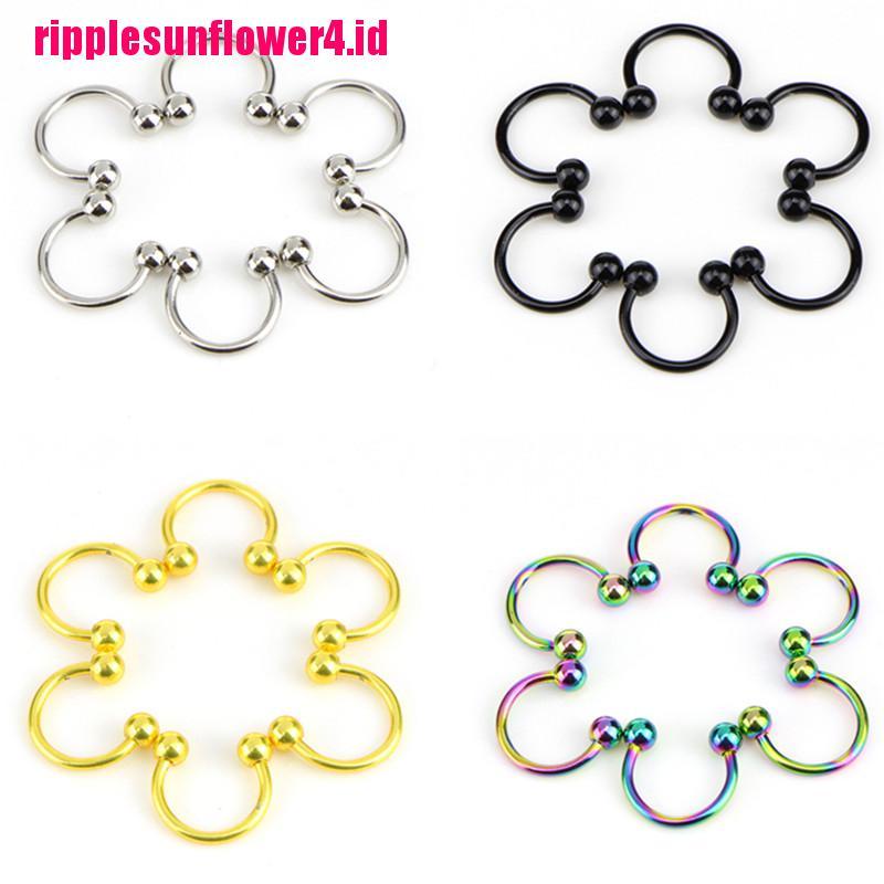 10pcs / set Cincin Tindik Tubuh / Hidung / Bibir Bentuk Sepatu Kuda Bahan Stainless Steel