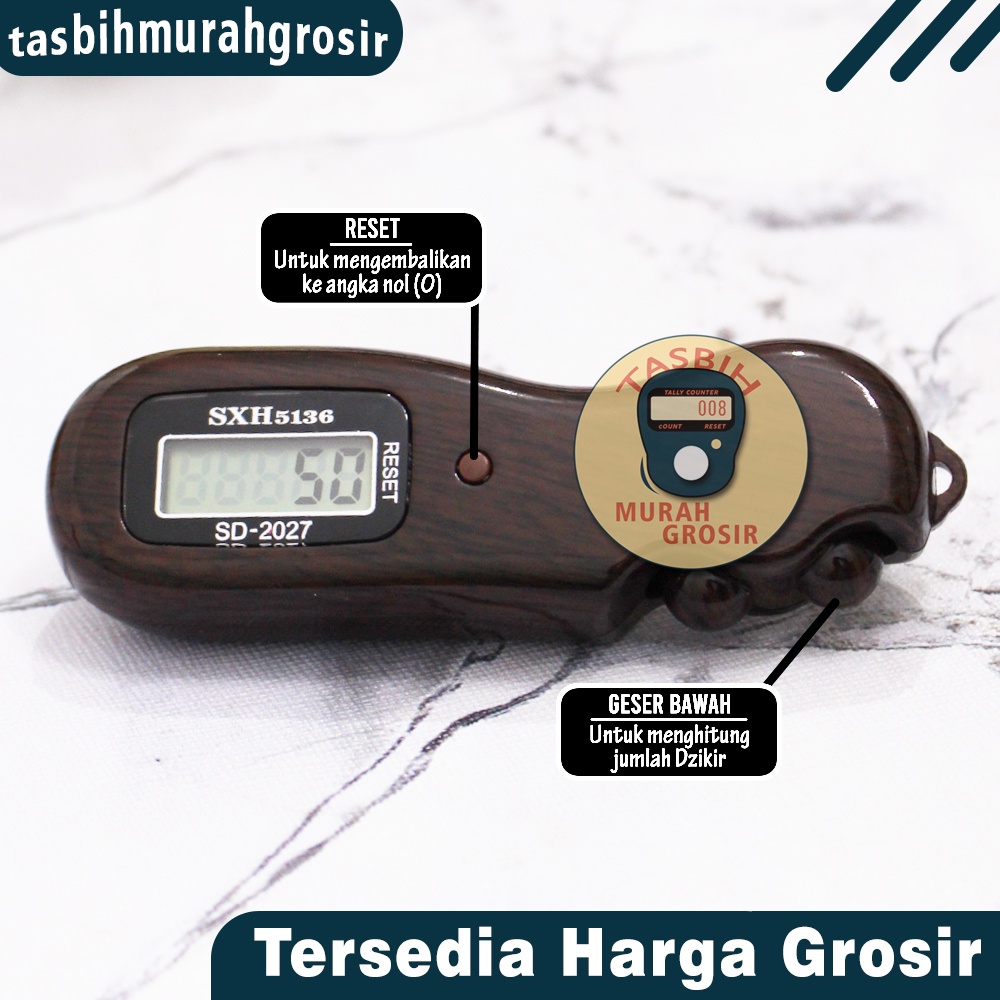 Tasbih Gulir Digital Kayu Free Kalung