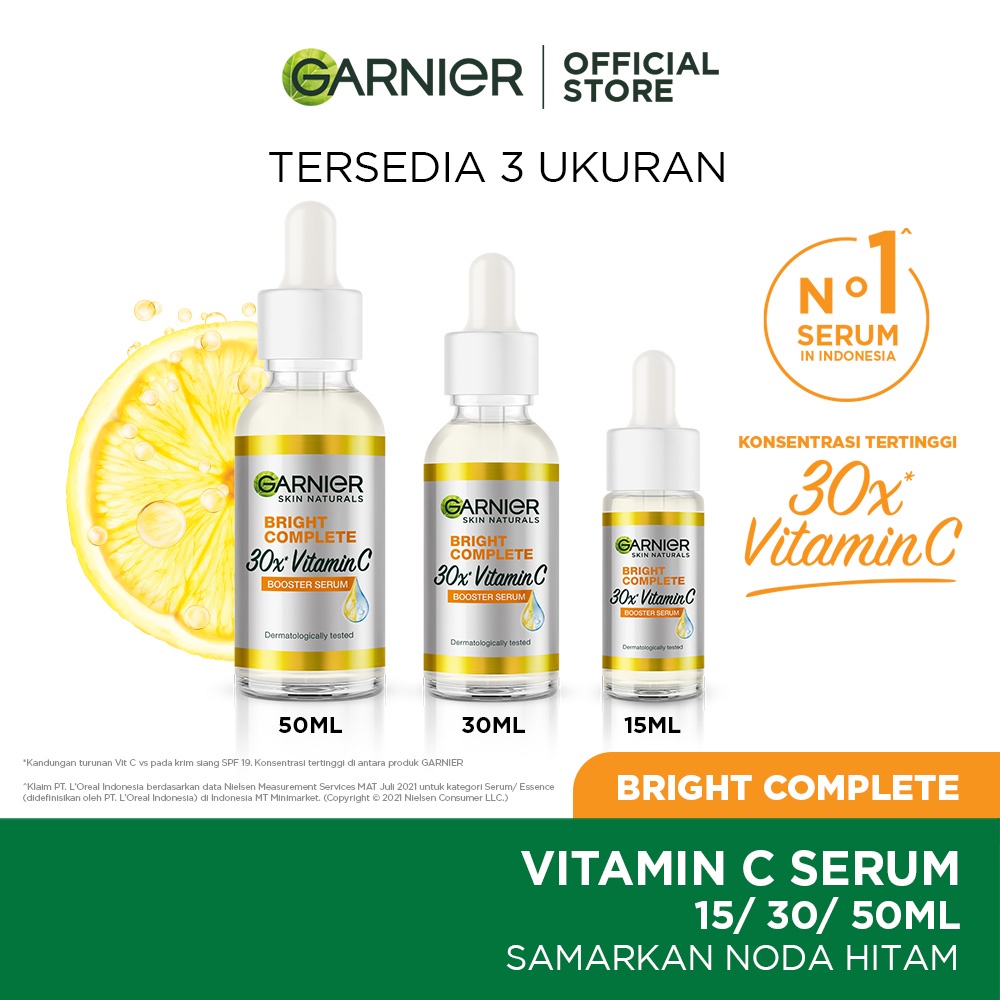 Garnier Bright Complete Vitamin C 30x Booster Serum Single 15/30/50 ml - Kulit Cerah Light Complete