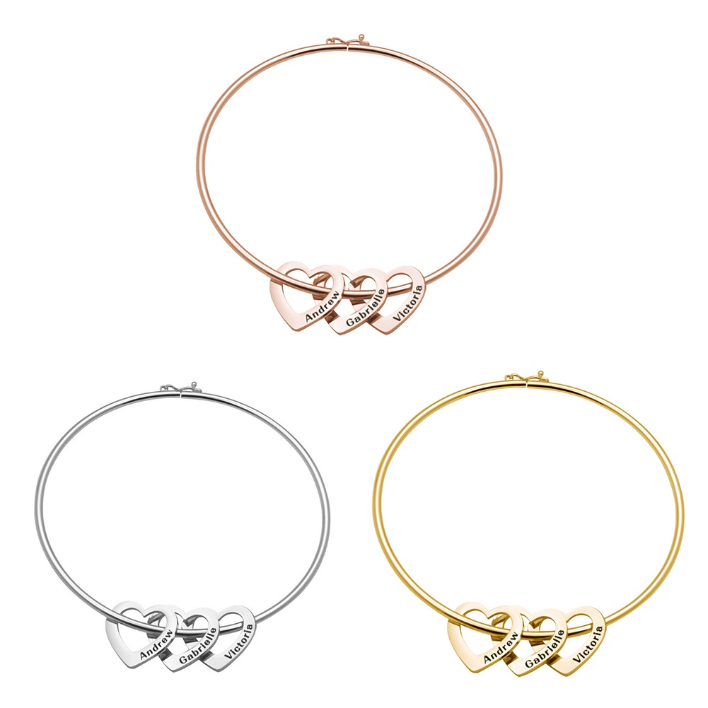 Hu Hu Hu Hu Hu Alat Bantu Pasang Kacamata♡ Gelang Bangle Stainless Steel Ukiran Nama Bentuk Hati Untuk Wanita