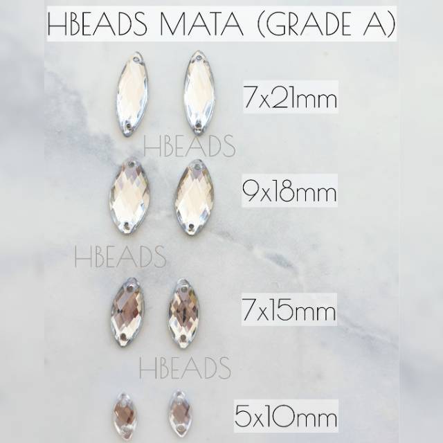 DA4 | 50pcs MATA 7X15 MM, MATA 5X10 MM Grade A TAIWAN Diamond kristal jahit DA411 / DA412