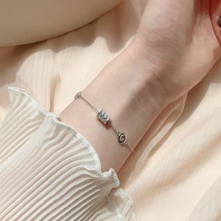 Gelang Rantai Silver Aksen Batu Zircon + Berlian Imitasi
