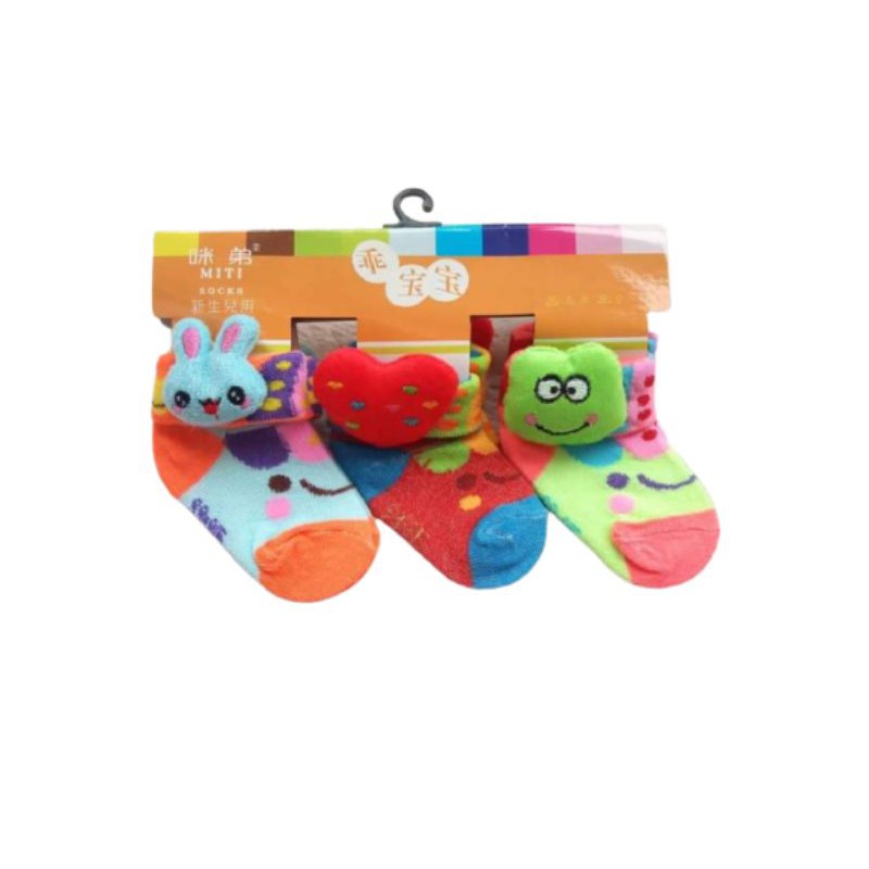 ( 3 PASANG ) Kaos kaki Bayi Boneka Samping 2~6 bulan