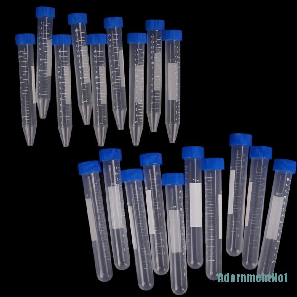 [AdornmentNo1]10X 15mL Plastic Centrifuge Test Tube Vial Container Self Standing Screw Cap