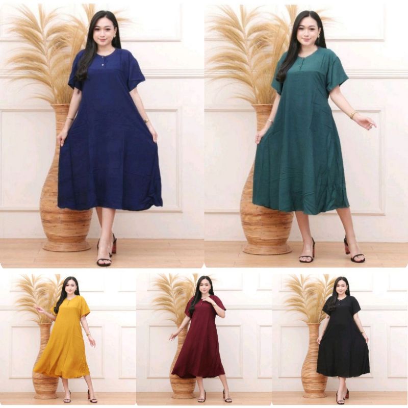 Daster Bali Polos Kancing Depan