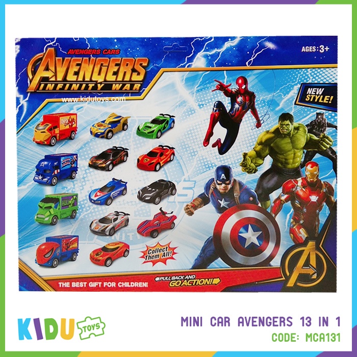Mainan Anak Mobil Mobilan Mini Car Avengers 13 in 1 Kidu Toys