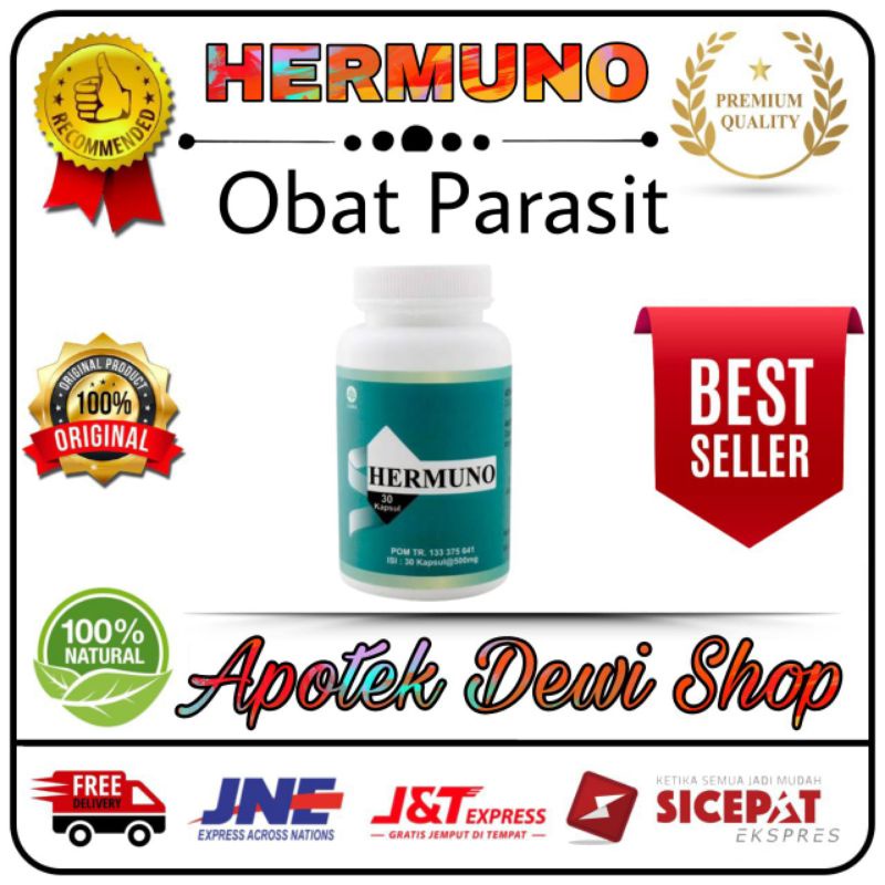 Hermuno asli original obat anti parasit ( isi 30 kapsul ), Hermuno suplemen cacing dalam tubuh