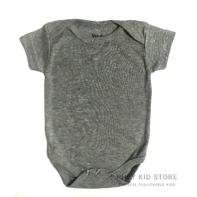 Romper Jumper Anak Bayi Pendek Polos 0-12 Bulan-Abu