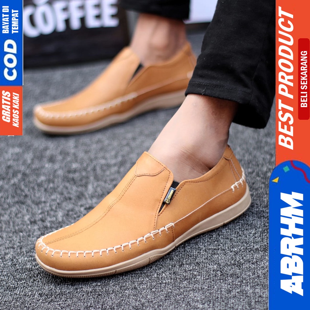 Sepatu Formal Hitam Pantofel Kulit Asli Kerja Pria ABRHM DIVOC