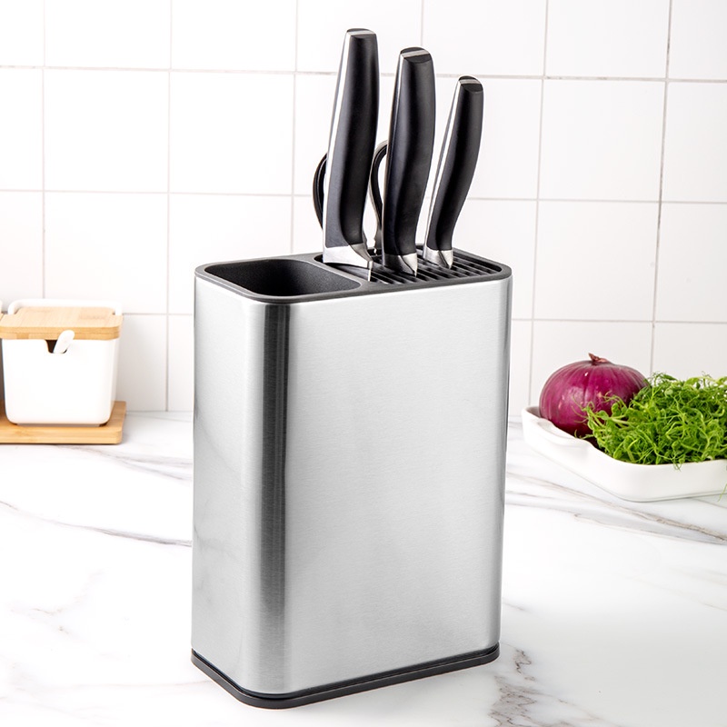 Rak Tempat Wadah Pisau Dapur dan Spatula Silver Stainless Steel