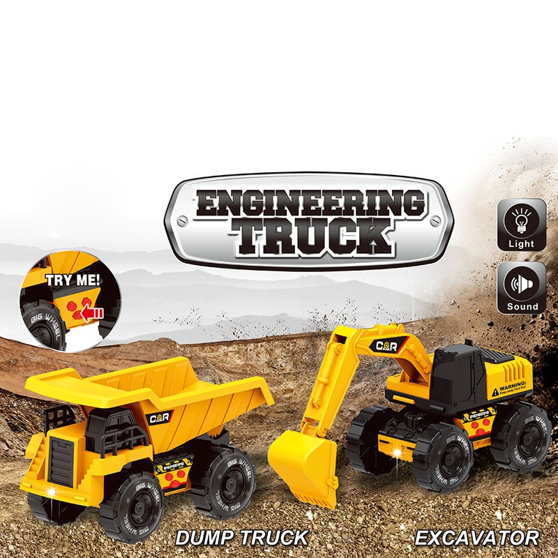 Children Truck Toy Set Construction Vehicles Excavator Truck Bulldozer Toy with Sound and Light