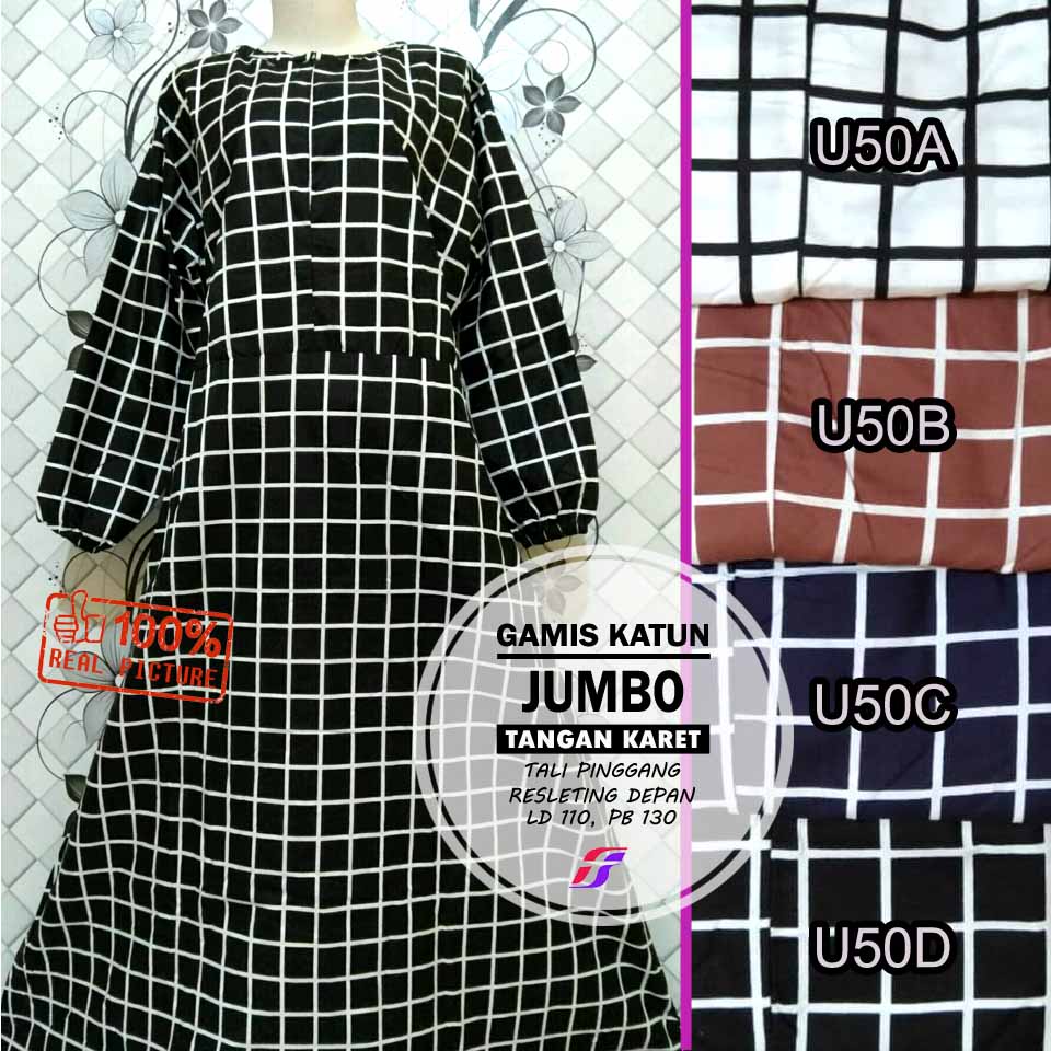 [Bisa COD] Gamis katun jepang Jumbo XL janda bolong, polkadot, vintage