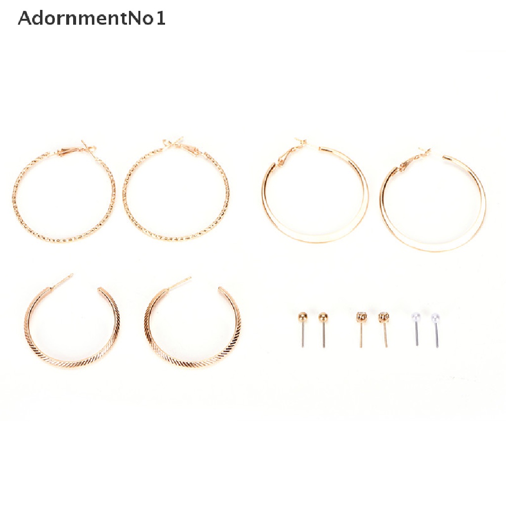 (AdornmentNo1) 6 Pasang / Set Anting Tusuk / Bulat / Bulat Aksen Berlian Imitasi Untuk Perhiasan Wanita