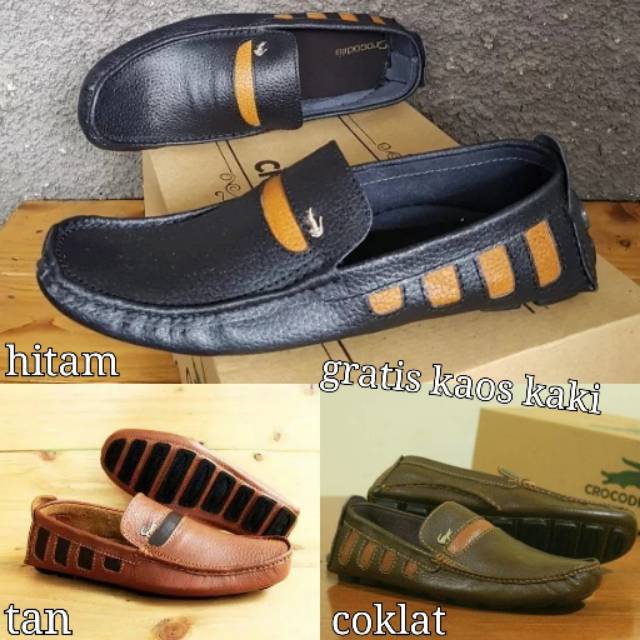 Sepatu Crocodile Slip On Betmen Kulit Asli Pria Slop Mocassin Sol Tanam Formal Santai