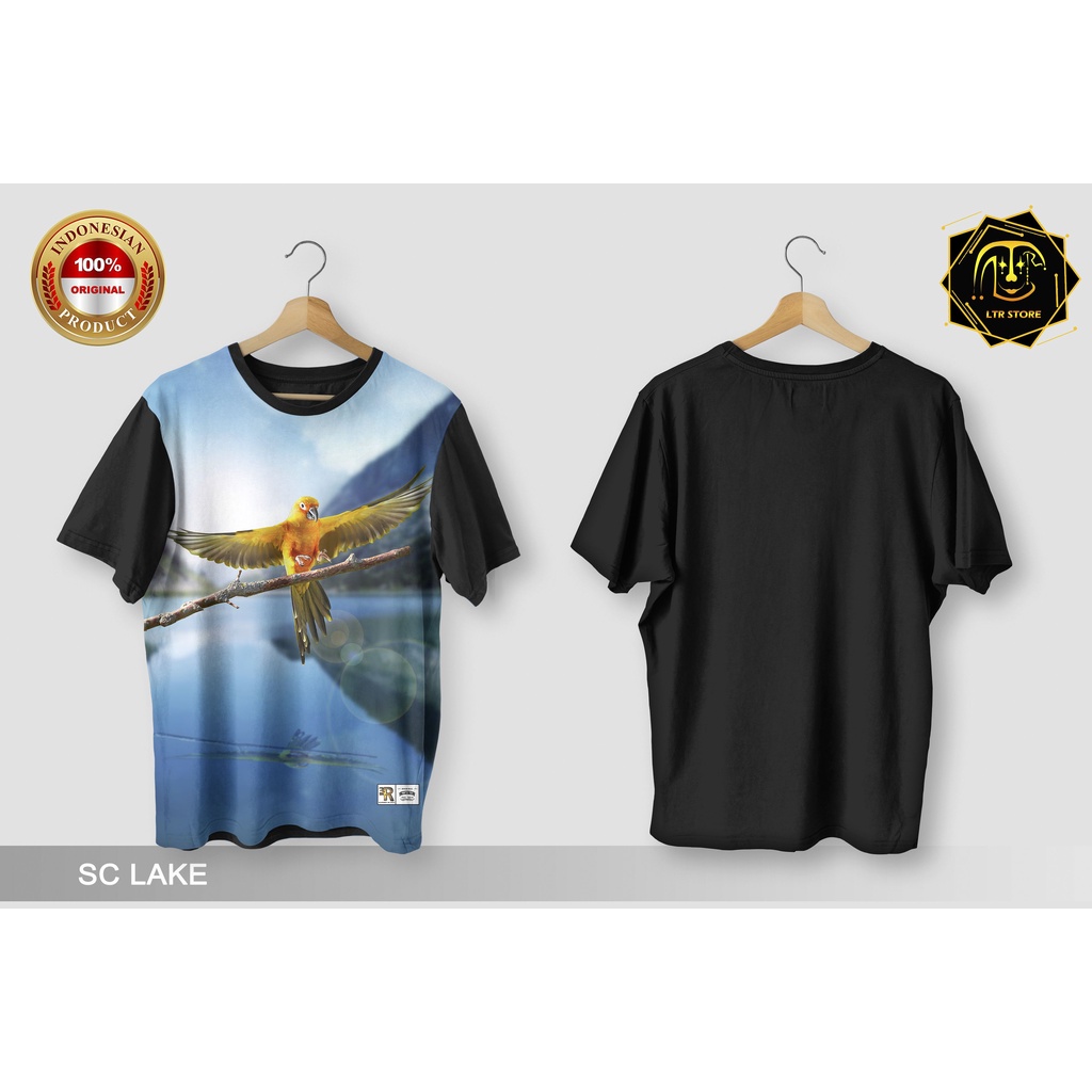[ BAYAR DI TEMPAT ] BAJU PRINTING GAMBAR BURUNG SUN CONURE SC LAKE  - KAOS DISTRO ORIGINAL MOTIF HEW
