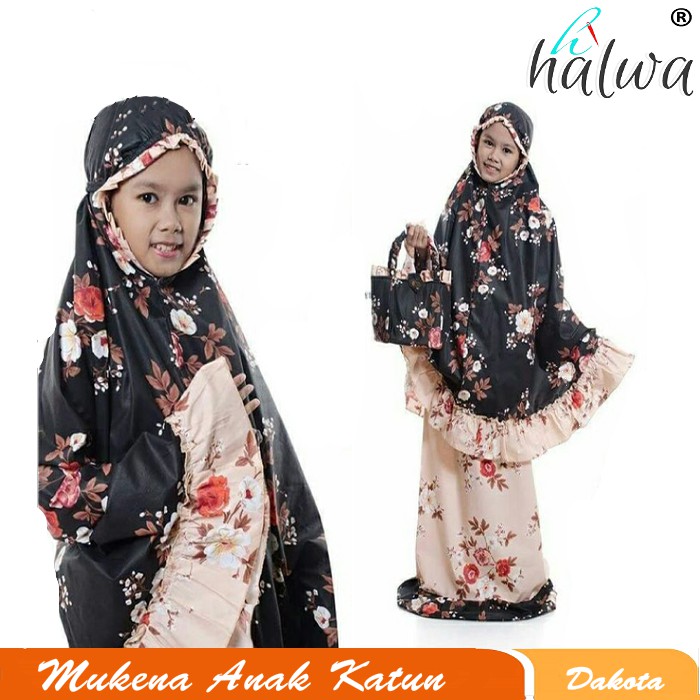 [M 112] PROMO MUKENA TERBARU ANAK  Katun Jepang Dakota hitam MUKENA KATUN Mukena Anak Katun Dakota