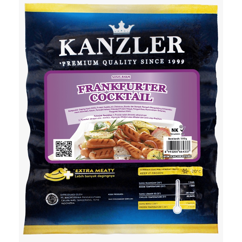 FRANKFURTER COCKTAIL KANZLER 500GR SOSIS KOKTAIL HALAL