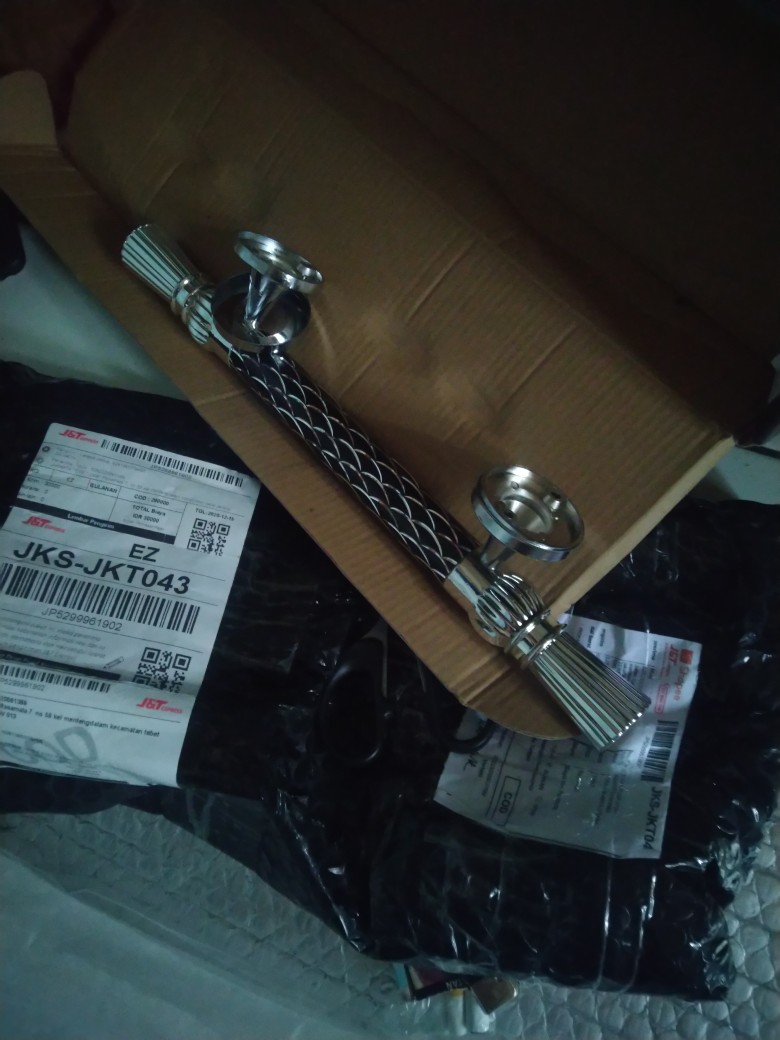 Paket Handle Pintu Stainless 35cm Silver Hitam 2set + Body Pelor Promo Termurah