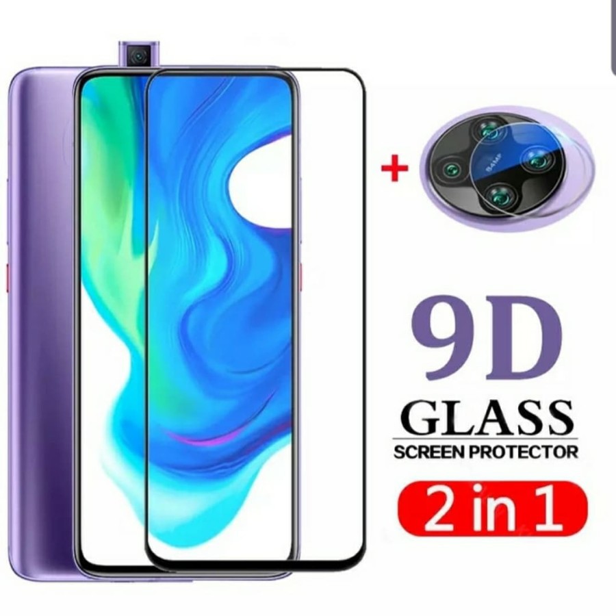 Tempered Glass 9D Pocophone F2 Pro + Tg Lensa Camera 2in1