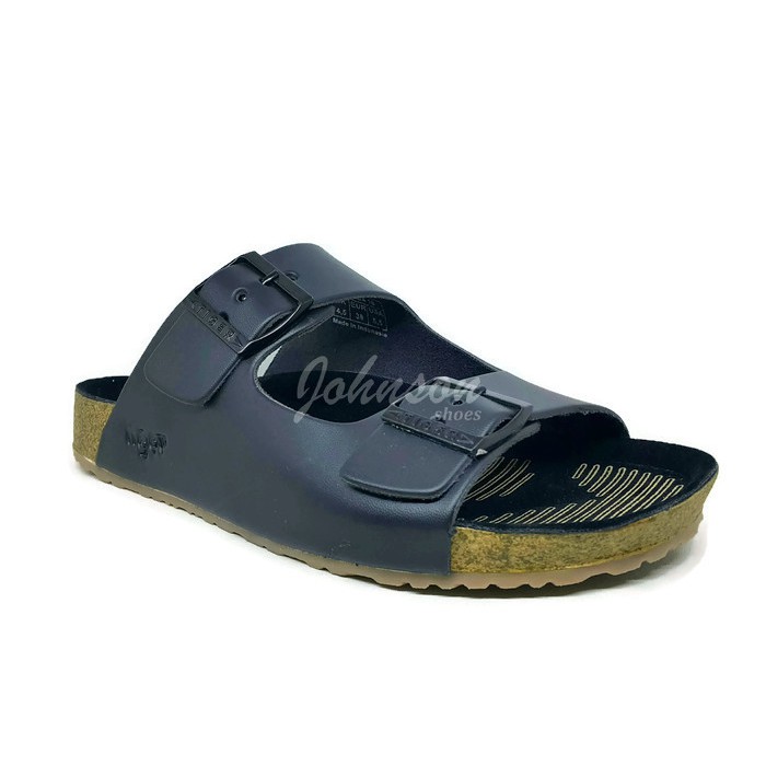 [ Johnson Shoes ] Sendal / Sandal Footbed Casual Kulit Pria TIGER - FLORIDA 16 Black 100% ORIGINAL