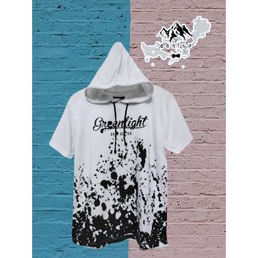 kaos hoodie kupluk lengan pendek pulprint motif greenligth senfue