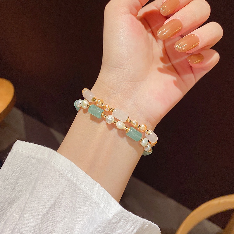 Gelang Mutiara Chalcedony Gaya Retro Untuk Wanita