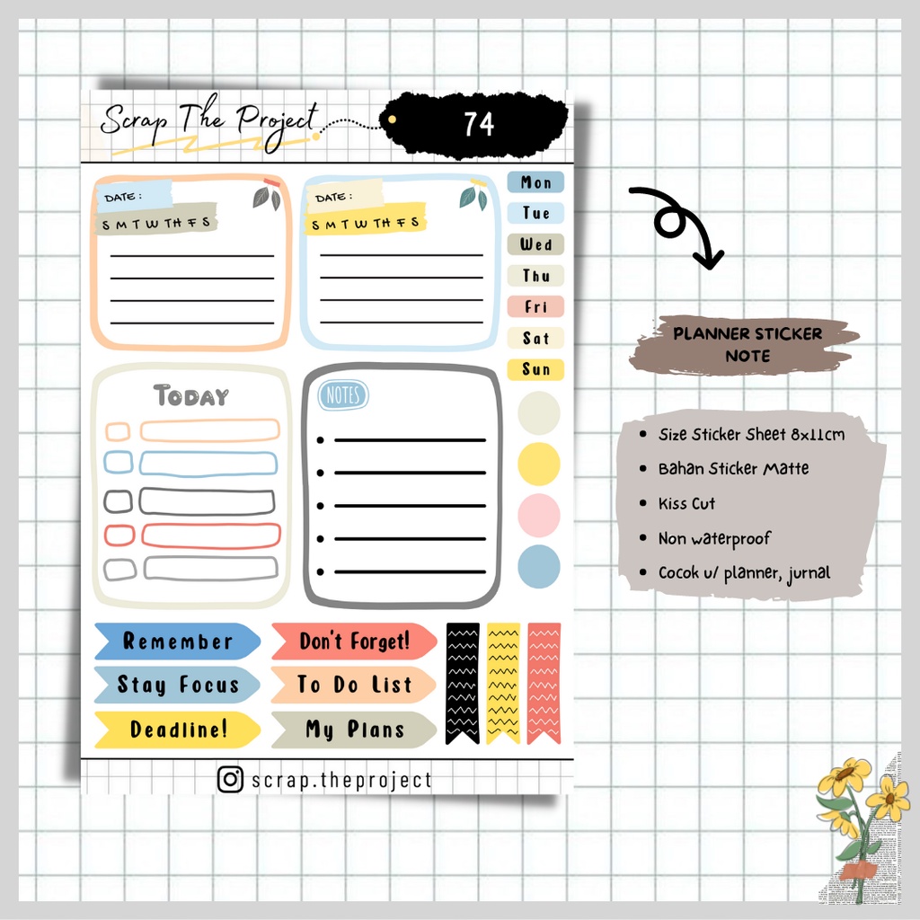 

STICKER PLANNER JOURNAL / STICKER NOTE TO DO LIST / STP - 74