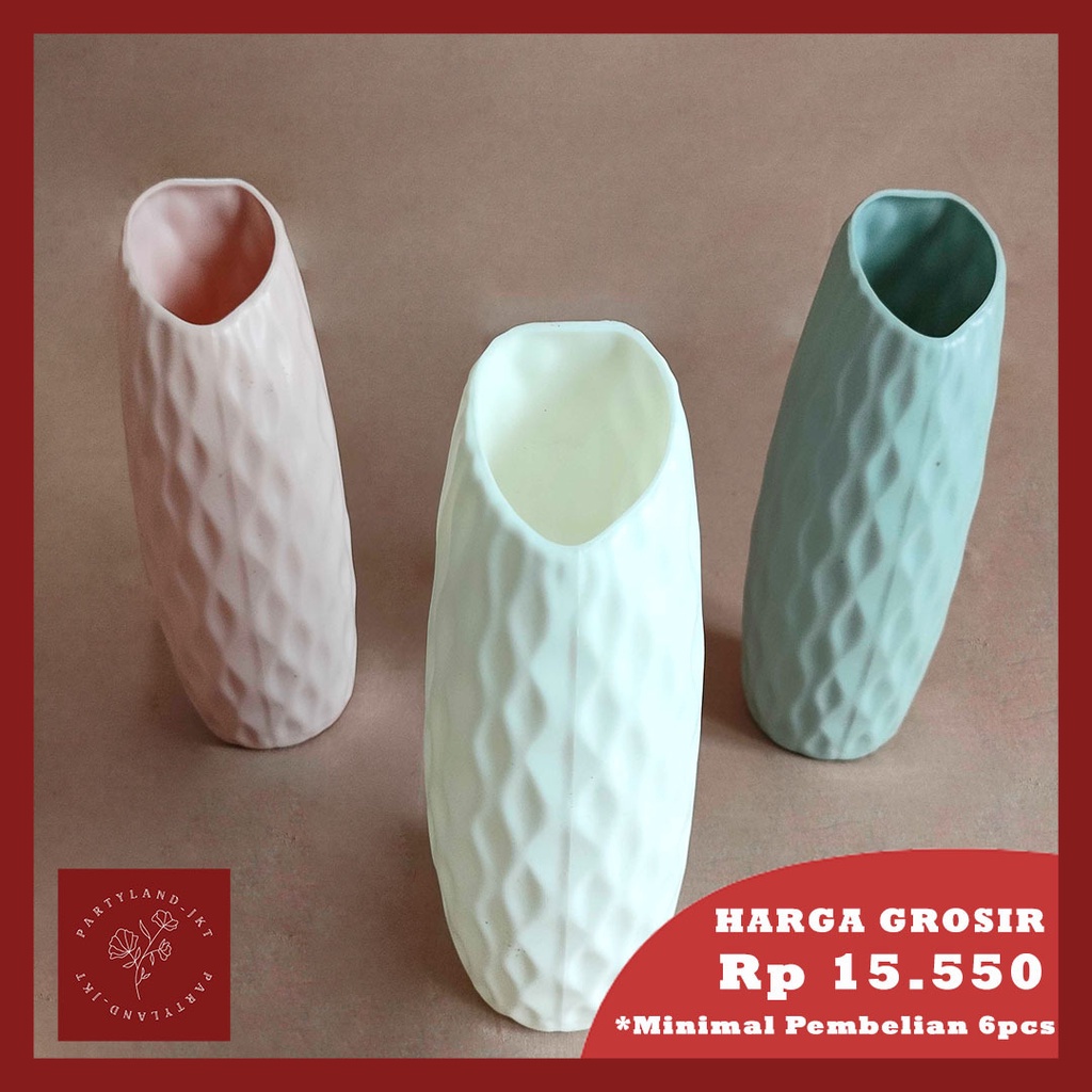 Plastic Wave Texture Flower Vas Bunga Plastik Buatan Dekorasi Hias