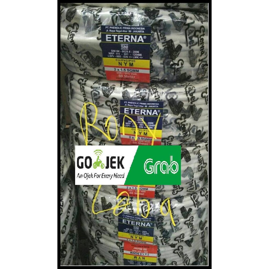 Kabel Eterna 2X1.5Mm / Eterna 2 X 1.5 Mm (1 Roll=50Meter) - Putih