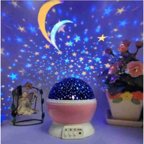 Lampu Tidur Hias Unik Dengan Model Proyektor Motif Bulan Bintang Sky Galaxy C