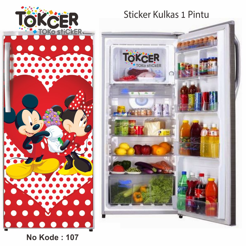 Stiker Kulkas 1 Pintu dan 2 Pintu Mickey dan Minnie