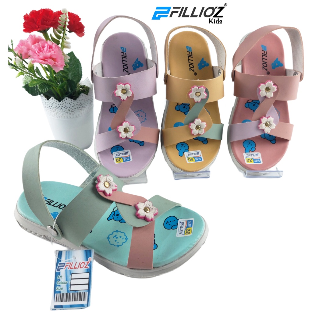 Sandal Anak Perempuan / Sandal Anak Cewek Elegan Kombinasi Bunga Fillioz M26