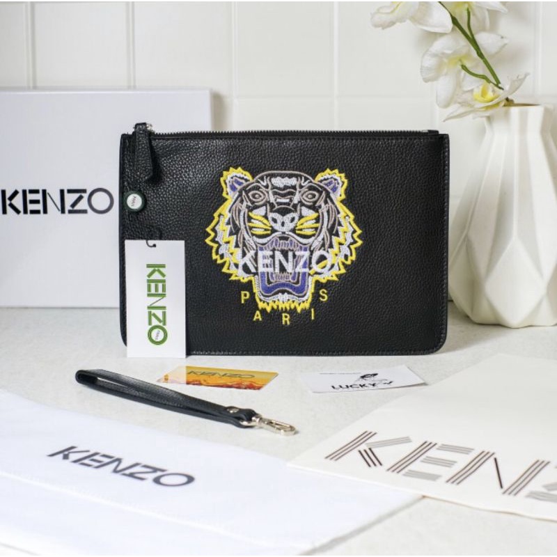 Kenzo Tiger Colorful A4 Clutch Leather - ORIGINAL 100%