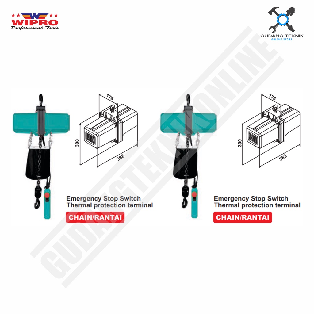 Katrol Electric Kapasitas 500 Kg WIPRO KER-5010 / Katrol Listrik 1 PHASE 230V WIPRO KER5010 - Electric Elektrik HOIST KEREKAN 10 Meter WIPRO KER 5010