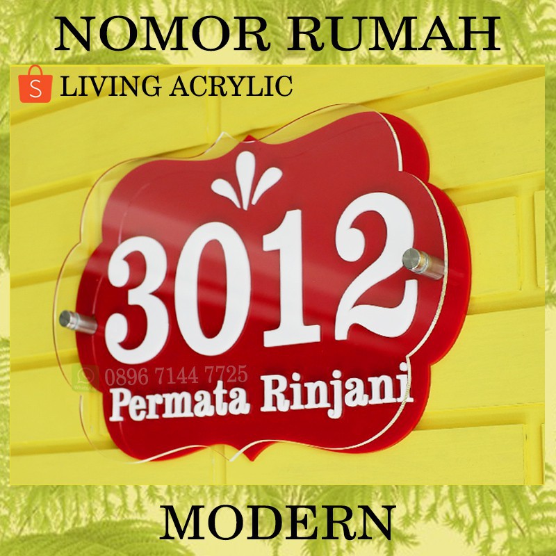 [BEST SELLER] Nomor Rumah Acrylic 3 Lapis Warna Timbul Dekorasi Hiasan Dinding Akrilik 4.9